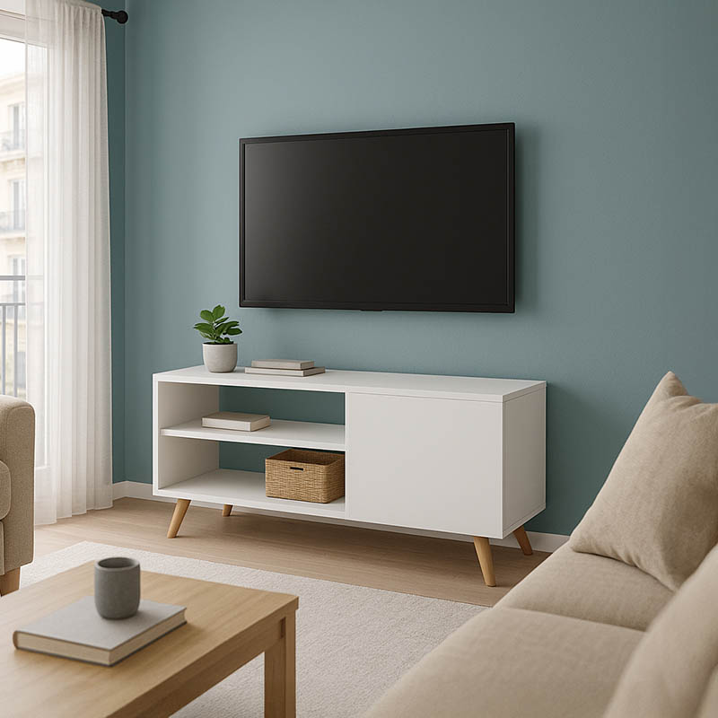 049-000078 Έπιπλο τηλεόρασης Orianne pakoworld μελαμίνης λευκό-φυσικό 90x32x46εκ