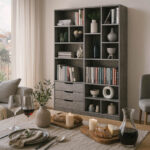 Βιβλιοθήκη Lucinda pakoworld γκρι oak 120x29.8x180.5εκ