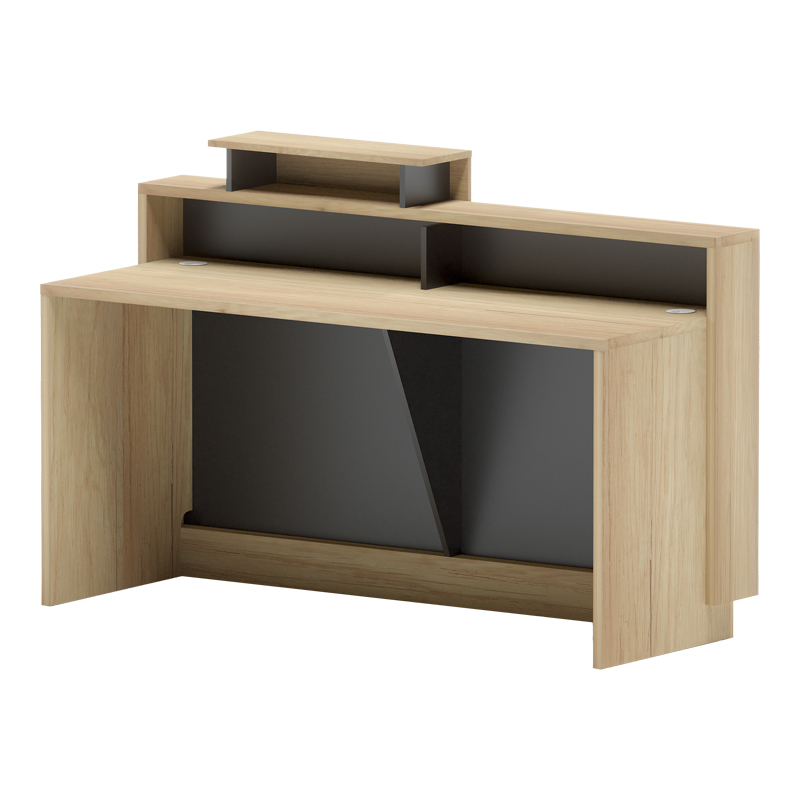 069-000114 Γραφείο reception Lotus pakoworld σε φυσική-ανθρακί απόχρωση 160x60x105εκ