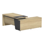 Γραφείο επαγγελματικό Lotus pakoworld αριστερή σε φυσική-ανθρακί απόχρωση 180x180x75εκ - Image 2