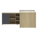 Γραφείο επαγγελματικό Lotus pakoworld αριστερή σε φυσική-ανθρακί απόχρωση 180x180x75εκ - Image 4