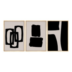 Πίνακας σε καμβά Blacky pakoworld τρίπτυχος με ψηφιακή εκτύπωση 50x2x35εκ