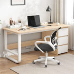 Γραφείο Salto pakoworld με συρταριέρα MDF φυσικό-λευκό 120x48x74εκ - Image 2