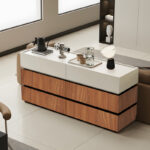 Συρταριέρα Sonlen pakoworld mdf σε καρυδί-μπεζ απόχρωση 120x40x72εκ - Image 2