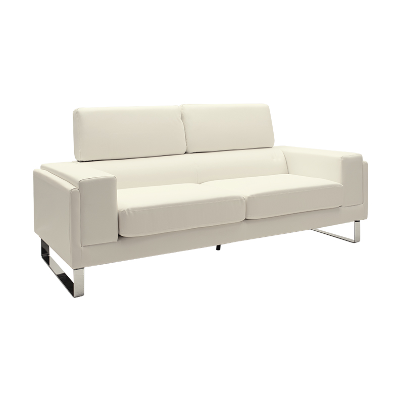 074-000008 Καναπές Shea pakoworld 3θέσιος PU ivory-inox 198x80x87εκ