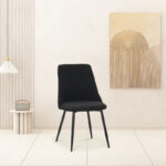 Καρέκλα Giselle pakoworld μπουκλέ ύφασμα σε μαύρη απόχρωση 51x52x82εκ - Image 2