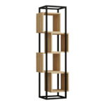 Βιβλιοθήκη Gridur pakoworld σε oak απόχρωση με μαύρο μεταλλικό σκελετό 44x29x140εκ