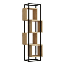 Βιβλιοθήκη Gridur pakoworld σε oak απόχρωση με μαύρο μεταλλικό σκελετό 44x29x140εκ