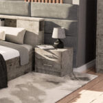 Κομοδίνο OLYMPUS pakoworld με 2 συρτάρια χρώμα antique ανθρακί 47.5x40.5x40.5εκ - Image 2