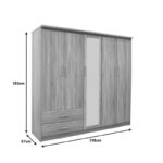 Ντουλάπα ρούχων πεντάφυλλη OLYMPUS pakoworld σε sonoma απόχρωση 198x57x183εκ - Image 5