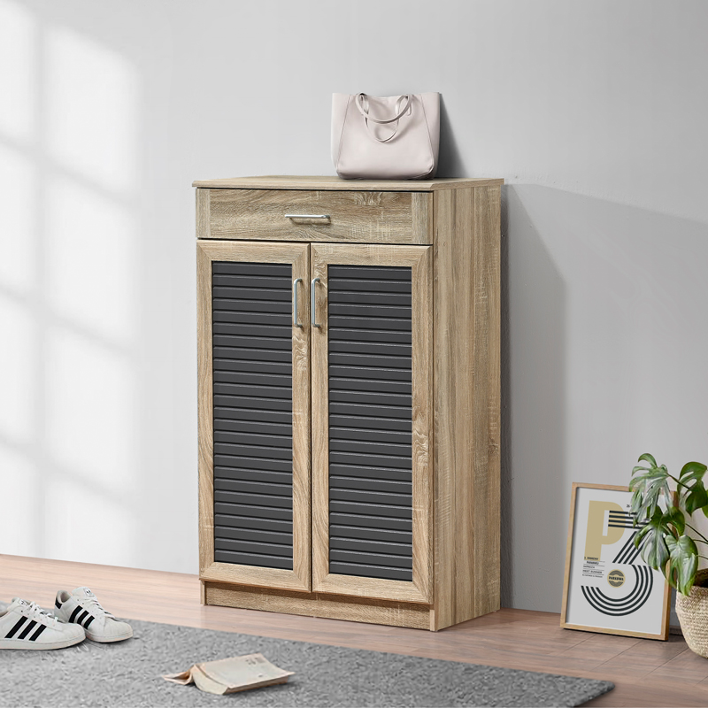 123-000252 Παπουτσοθήκη-ντουλάπι Sante pakoworld 20 ζεύγων σε sonoma-ανθρακί απόχρωση 80x37x123εκ