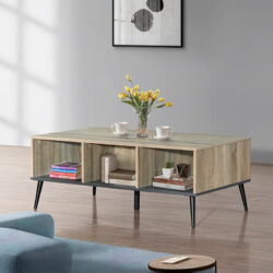 Τραπέζι σαλονιού Zezan pakoworld σε sonoma-ανθρακί απόχρωση 121x60x44.5εκ