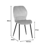 Καρέκλα Jelour pakoworld βελούδο σε ανθρακι απόχρωση 46.5x60x84εκ - Image 7