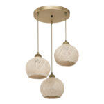 Φωτιστικό οροφής τρίφωτο PWL-1121 pakoworld Ε27 κρεμ-χρυσό Φ40x75εκ