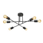 Φωτιστικό οροφής εξάφωτο PWL-1122 pakoworld Ε27 μαύρο Φ61x25εκ