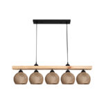 Φωτιστικό οροφής πεντάφωτο Salote pakoworld Ε27 σε καφέ-φυσική απόχρωση 100x18x24εκ