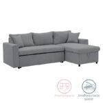 Γωνιακός καναπές-κρεβάτι αναστρέψιμος Lilian pakoworld ύφασμα γκρι 225x148x81εκ