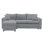 Γωνιακός καναπές-κρεβάτι αναστρέψιμος Lilian pakoworld ύφασμα γκρι 225x148x81εκ - Image 5