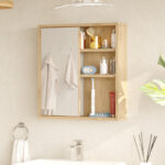 Ντουλάπι μπάνιου Bagno με καθρέπτη pakoworld oak 60x14.5x63.6εκ - Image 2