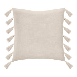 Μαξιλάρι διακοσμητικό Erden pakoworld με κρόσσια ύφασμα σε ιβουάρ απόχρωση 50x50εκ