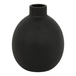 Βάζο Rianzo pakoworld κεραμικό σε μαύρη απόχρωση Φ14.5x18εκ