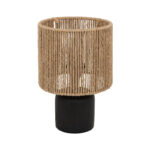 Επιτραπέζιο φωτιστικό Leyda pakoworld κεραμικό σε μαύρο-φυσική απόχρωση Φ16x24εκ