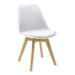 Τραπεζαρία Elijah-Gaston pakoworld σετ 3τεμ pp-pu σε λευκή απόχρωση με φυσικό πόδι Φ60x74εκ - Image 3