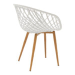 Τραπεζαρία Elijah-Ezra pakoworld σετ 3τεμ pp-pu σε λευκή απόχρωση με φυσικό πόδι Φ60x74εκ - Image 4