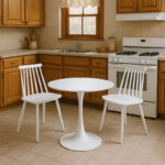 Τραπεζαρία Elijah-Aurora I pakoworld σετ 3τεμ pp σε λευκή απόχρωση Φ60x74εκ - Image 2