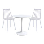 Τραπεζαρία Elijah-Aurora I pakoworld σετ 3τεμ pp σε λευκή απόχρωση Φ60x74εκ