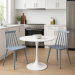 Τραπεζαρία Elijah-Aurora I pakoworld σετ 3τεμ pp σε λευκή-γκρι απόχρωση Φ60x74εκ - Image 2