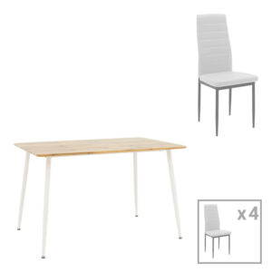 Τραπεζαρία Cuba-Parker pakoworld σετ 5τεμ sonoma-λευκό 120x80x75εκ