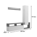 Σύνθετο σαλονιού Leganto pakoworld σε sonoma με λευκή απόχρωση 220.5x35x197.5εκ - Image 8