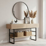 Κονσόλα Vien pakoworld σε sonoma-μαύρη απόχρωση 139x43x75.5εκ - Image 6