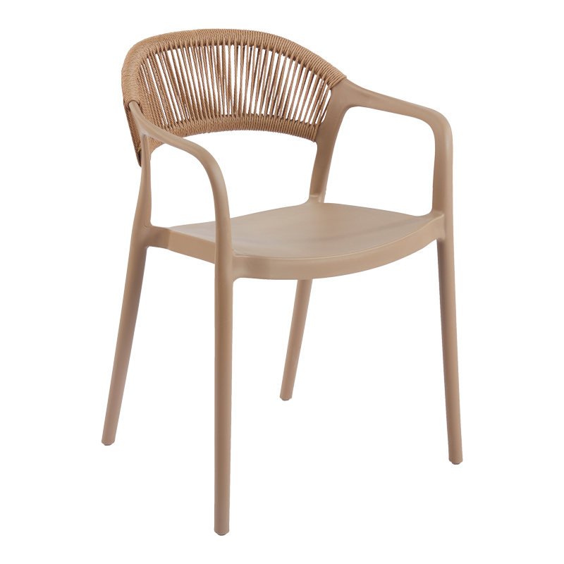 262-000052 Πολυθρόνα Ankara pakoworld στοιβαζόμενη pp-pe rattan σε μόκα-φυσική απόχρωση 54x55.5x77εκ