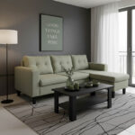 Γωνιακός καναπές αναστρέψιμος Maneli pakoworld ύφασμα γκρι-μπεζ 196x138/77x82εκ - Image 2