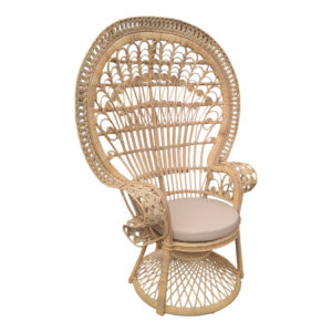 Πολυθρόνα Dorothy Inart με μπεζ μαξιλάρι-φυσικό rattan 115x53x147εκ