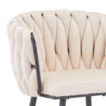 Σκαμπό μπαρ Vivian pakoworld μπεζ βελούδο-πόδι μαύρο μέταλλο 57x50x100εκ - Image 5