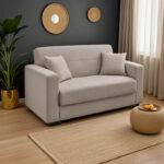 Καναπές-κρεβάτι με αποθηκευτικό χώρο διθέσιος Vox pakoworld ανοιχτό γκρι ύφασμα 154x82x83εκ - Image 2