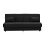 Καναπές-κρεβάτι με αποθηκευτικό χώρο τριθέσιος Romina pakoworld μαύρο ύφασμα 190x85x90εκ - Image 3