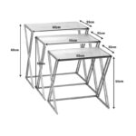 Τραπέζια σαλονιού σετ 3τεμ Pitche Inart χρυσό μέταλλο-γυαλί - Image 3