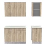 Σύνθεση κουζίνας Festa IV pakoworld μελαμίνη σε sonoma απόχρωση και πάγκο σε ανοιχτό γκρι 160x60x85εκ - Image 5