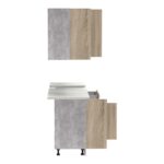 Σύνθεση κουζίνας Festa IV pakoworld μελαμίνη σε sonoma απόχρωση και πάγκο σε ανοιχτό γκρι 160x60x85εκ - Image 7