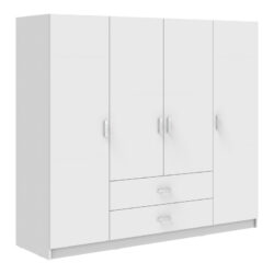 Ντουλάπα τετράφυλλη Royal pakoworld με συρτάρια λευκό 200x58x177εκ