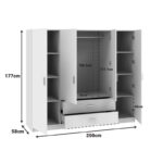 Ντουλάπα τετράφυλλη Royal pakoworld με συρτάρια wenge 200x58x177εκ - Image 5