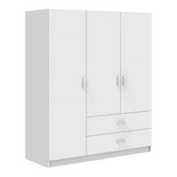 Ντουλάπα τρίφυλλη Royal pakoworld με συρτάρια λευκό 150x58x177εκ