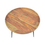 Τραπέζι σαλονιού Tavolo pakoworld μασιφ ξύλο sheesham σε καρυδί απόχρωση με μαύρα μεταλλικά πόδια Φ75x39εκ - Image 5