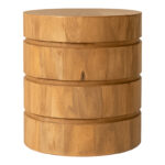 Τραπέζι Charmy pakoworld μασίφ ξύλο mango σε φυσική απόχρωση Φ130x76εκ - Image 3