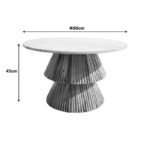 Τραπέζι σαλονιού Havai pakoworld μασίφ ξύλο mango σε φυσική απόχρωση κ λευκή επιφάνεια μαρμάρου Φ80x45εκ - Image 4