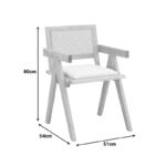 Πολυθρόνα Winslow pakoworld rubberwood σε φυσική απόχρωση-ύφασμα λευκό 51x54x80εκ - Image 2